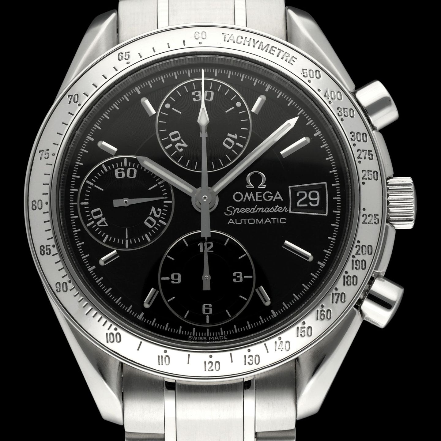 Omega Speedmaster Date 3513.50.00 (2000) - Zwart wijzerplaat 39mm Staal (1/8)