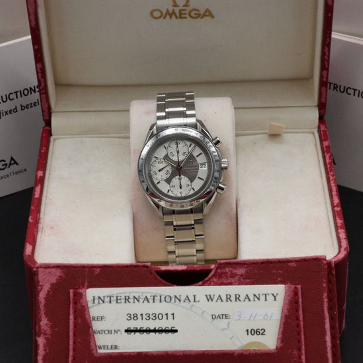 Omega Speedmaster Date 3813.30.00 (2001) - Zilver wijzerplaat 39mm Staal (3/7)