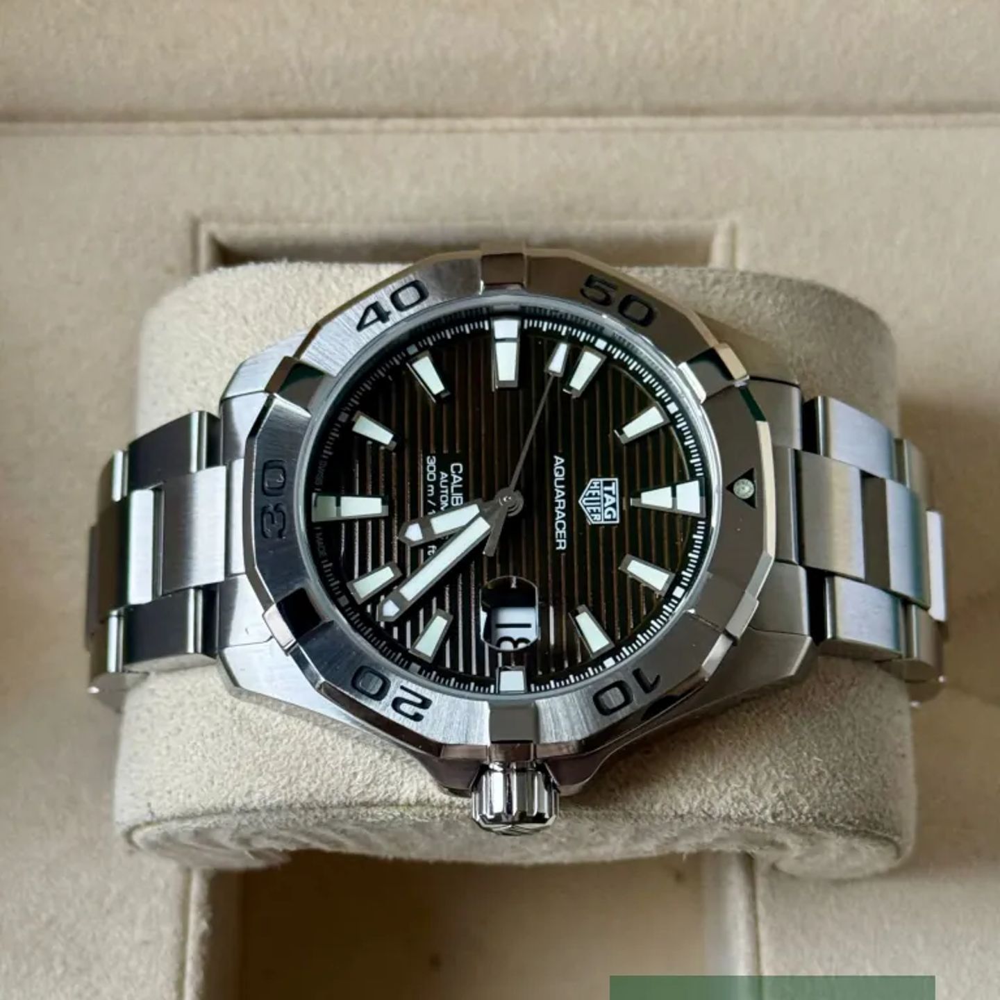 TAG Heuer Aquaracer 300M WAY2018.BA0927 (2022) - Bruin wijzerplaat 43mm Staal (4/7)