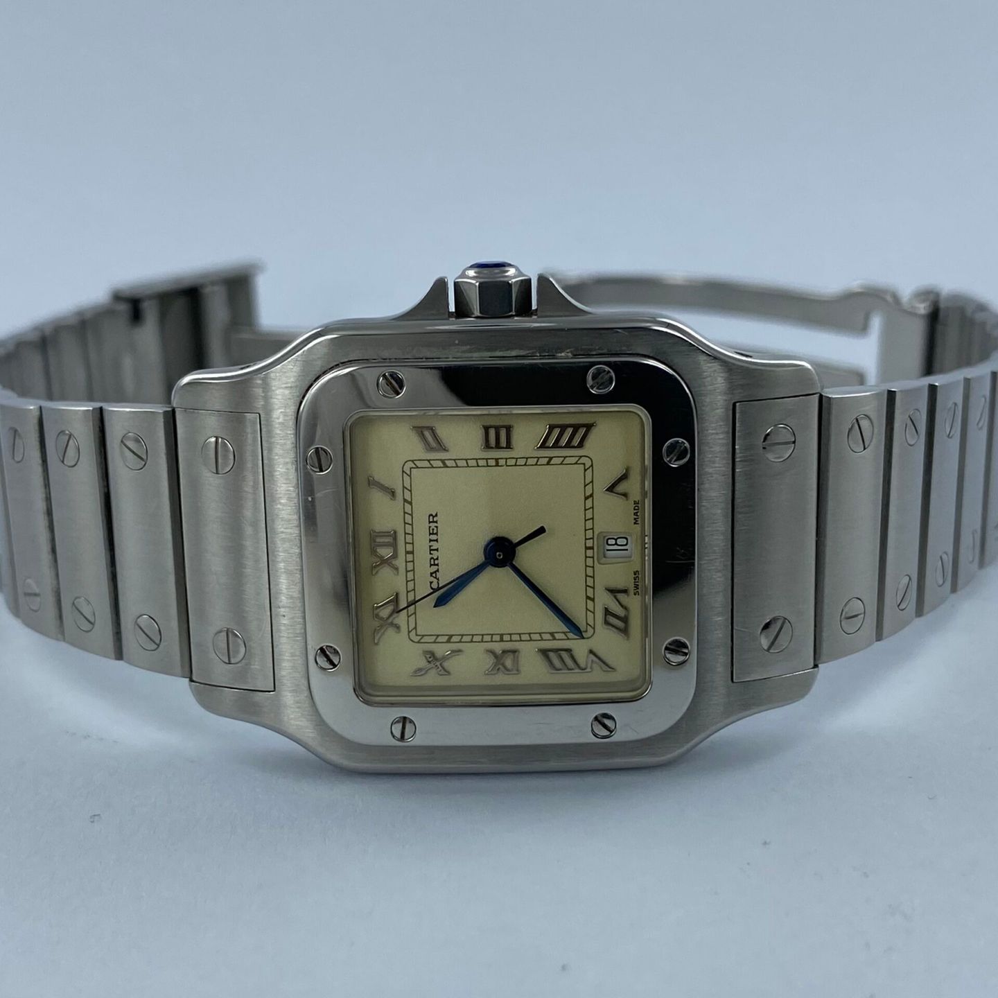 Cartier Santos Galbée 1564 (Onbekend (willekeurig serienummer)) - Beige wijzerplaat 29mm Staal (1/6)