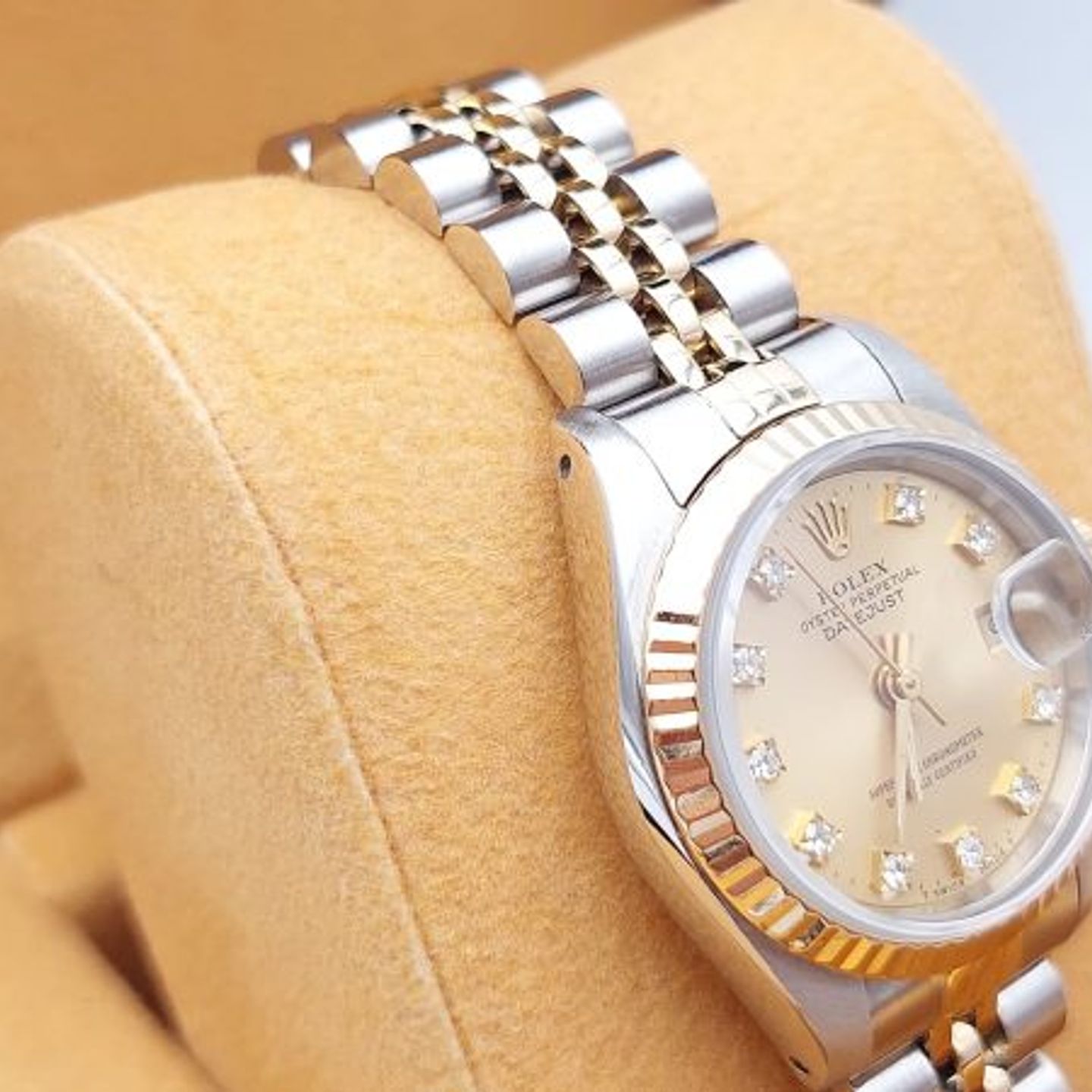 Rolex Lady-Datejust 69173 (1990) - Champagne dial 26 mm Gold/Steel case (5/8)