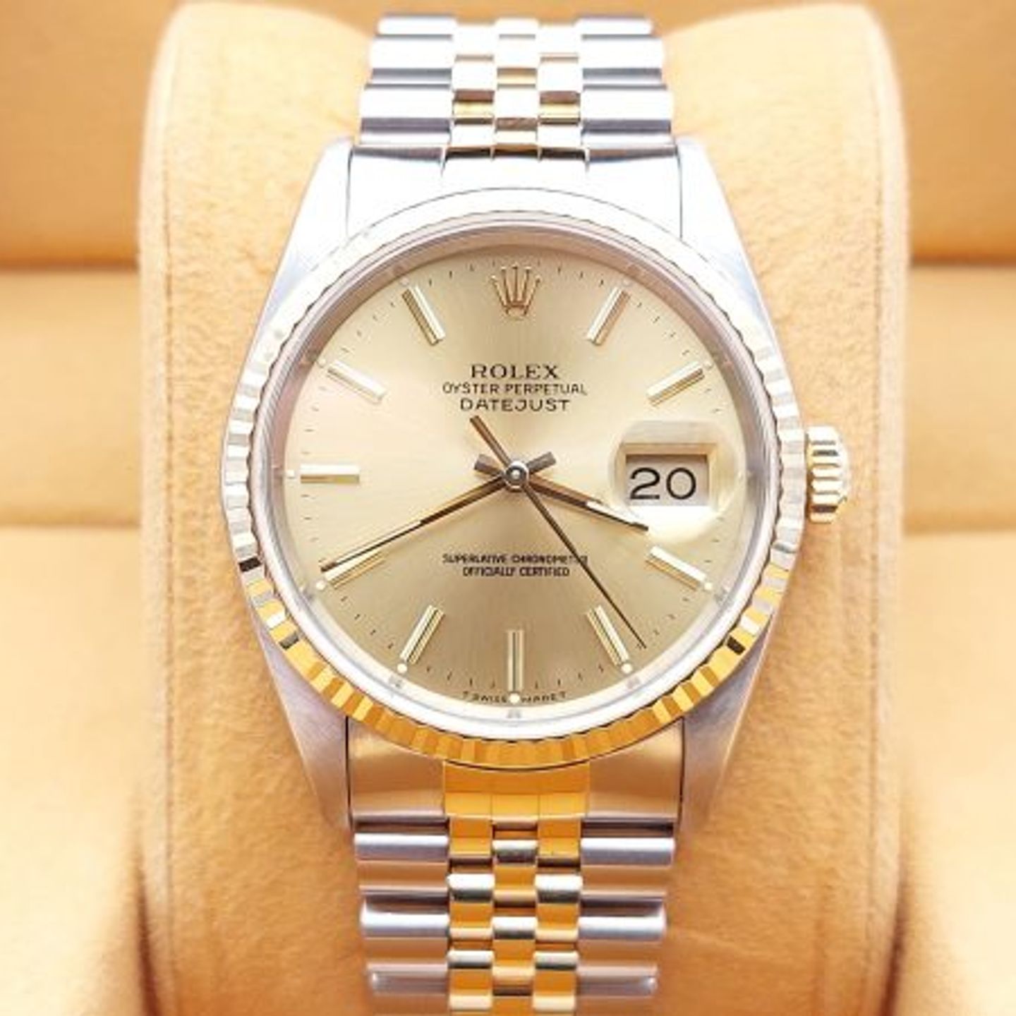 Rolex Datejust 36 16233 (1991) - Champagne dial 36 mm Gold/Steel case (1/8)