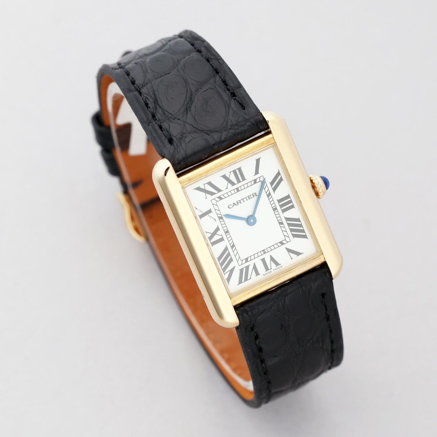 Cartier Tank Solo 2743 (2007) - White dial 24 mm Yellow Gold case (2/8)