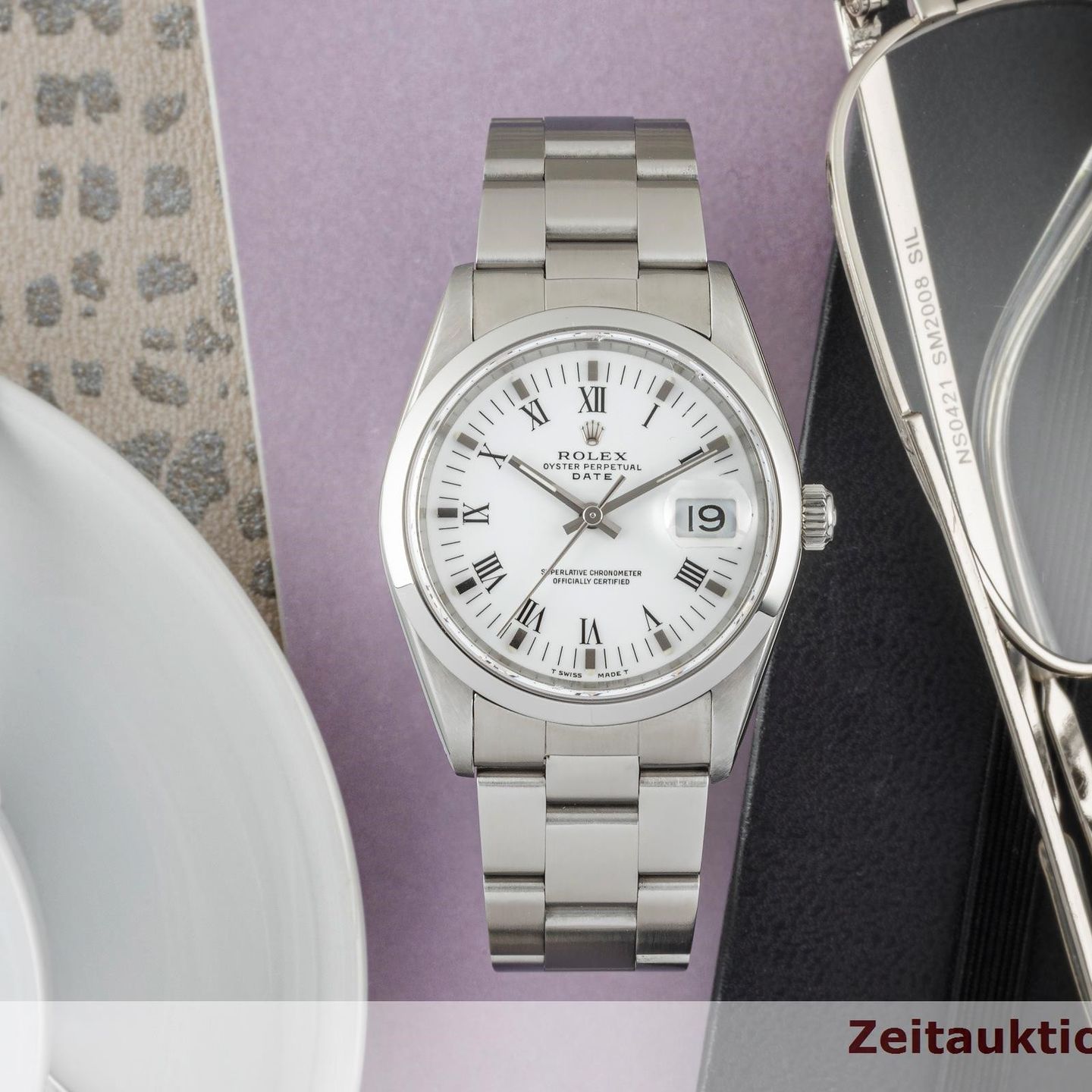 Rolex Oyster Perpetual Date 115200 (1991) - White dial 34 mm Steel case (1/8)