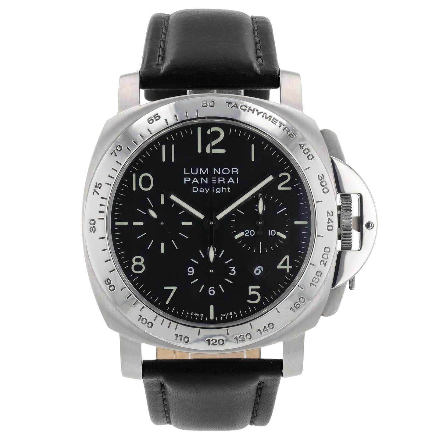 Panerai Luminor Chrono PAM00196 (Onbekend (willekeurig serienummer)) - Zwart wijzerplaat 44mm Staal (1/4)