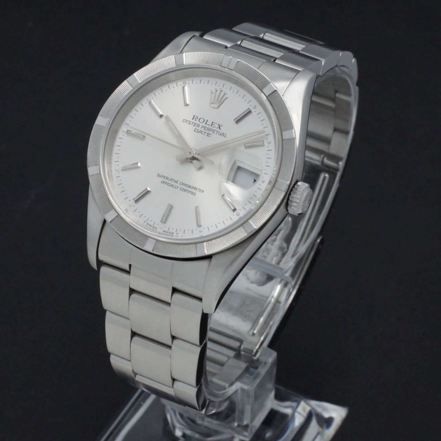 Rolex Oyster Perpetual Date 15210 (1997) - Silver dial 34 mm Steel case (2/7)