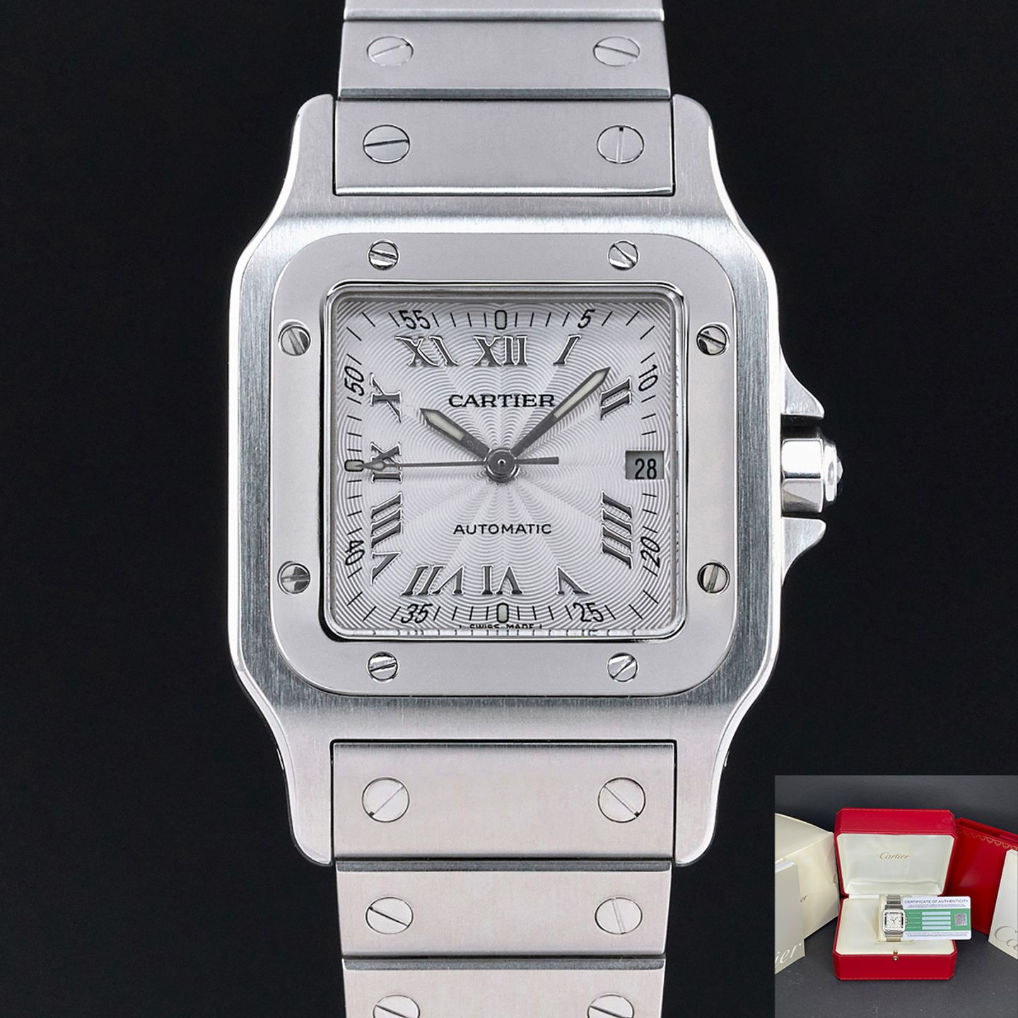 Cartier Santos Galbée 2319 (Unknown (random serial)) - Silver dial 29 mm Steel case (1/8)