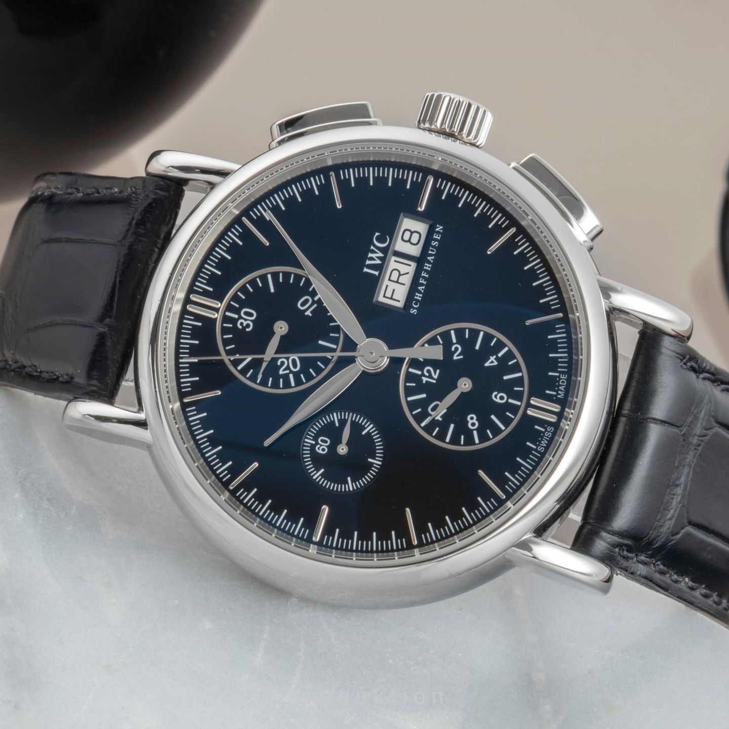 IWC Portofino Chronograph IW378303 (2010) - Zwart wijzerplaat 41mm Staal (2/8)