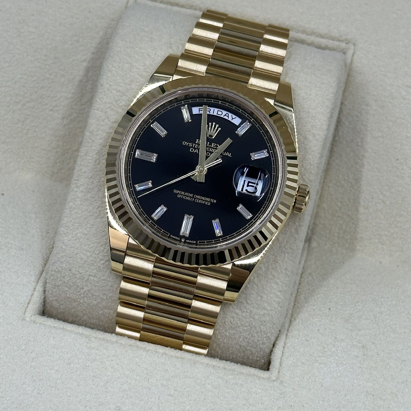 Rolex Day-Date 40 228238 (Unknown (random serial)) - Black dial 40 mm Yellow Gold case (6/8)