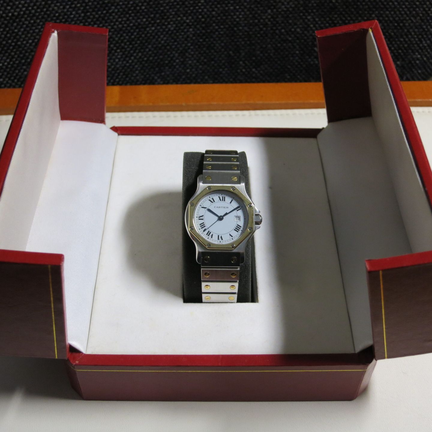Cartier Santos 2966 (1990) - Wit wijzerplaat 30mm Goud/Staal (4/4)
