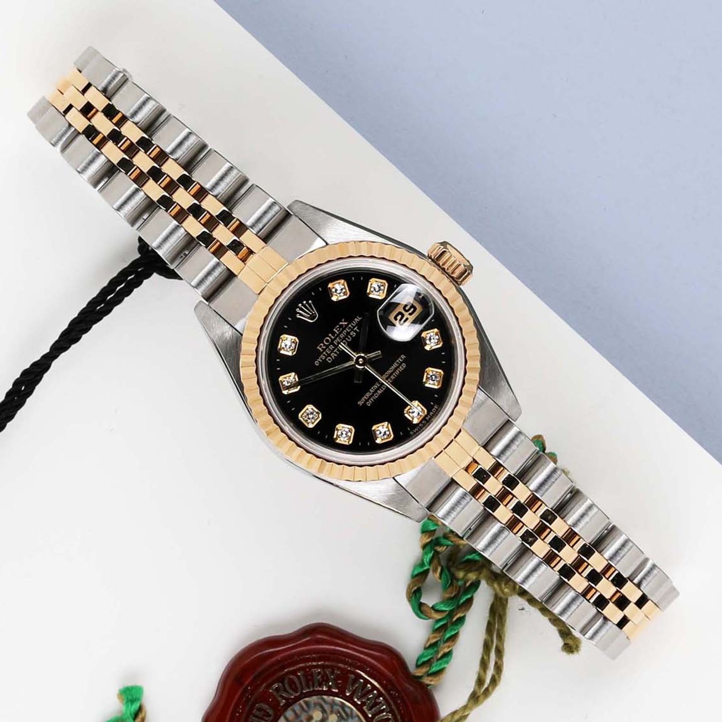 Rolex Lady-Datejust 69173 (1997) - Black dial 26 mm Gold/Steel case (1/8)