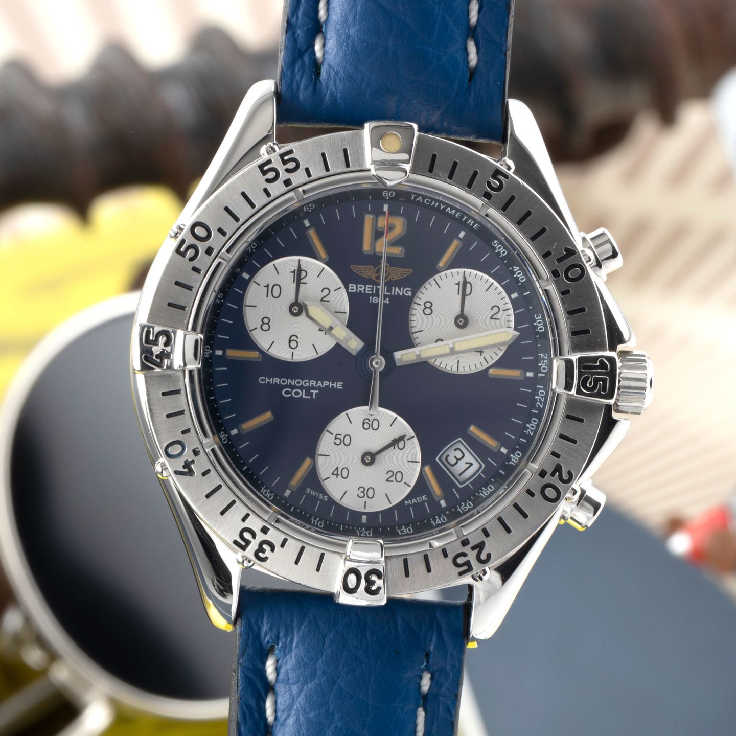 Breitling Colt Chronograph A53035 (1995) - Black dial 38 mm Steel case (3/8)