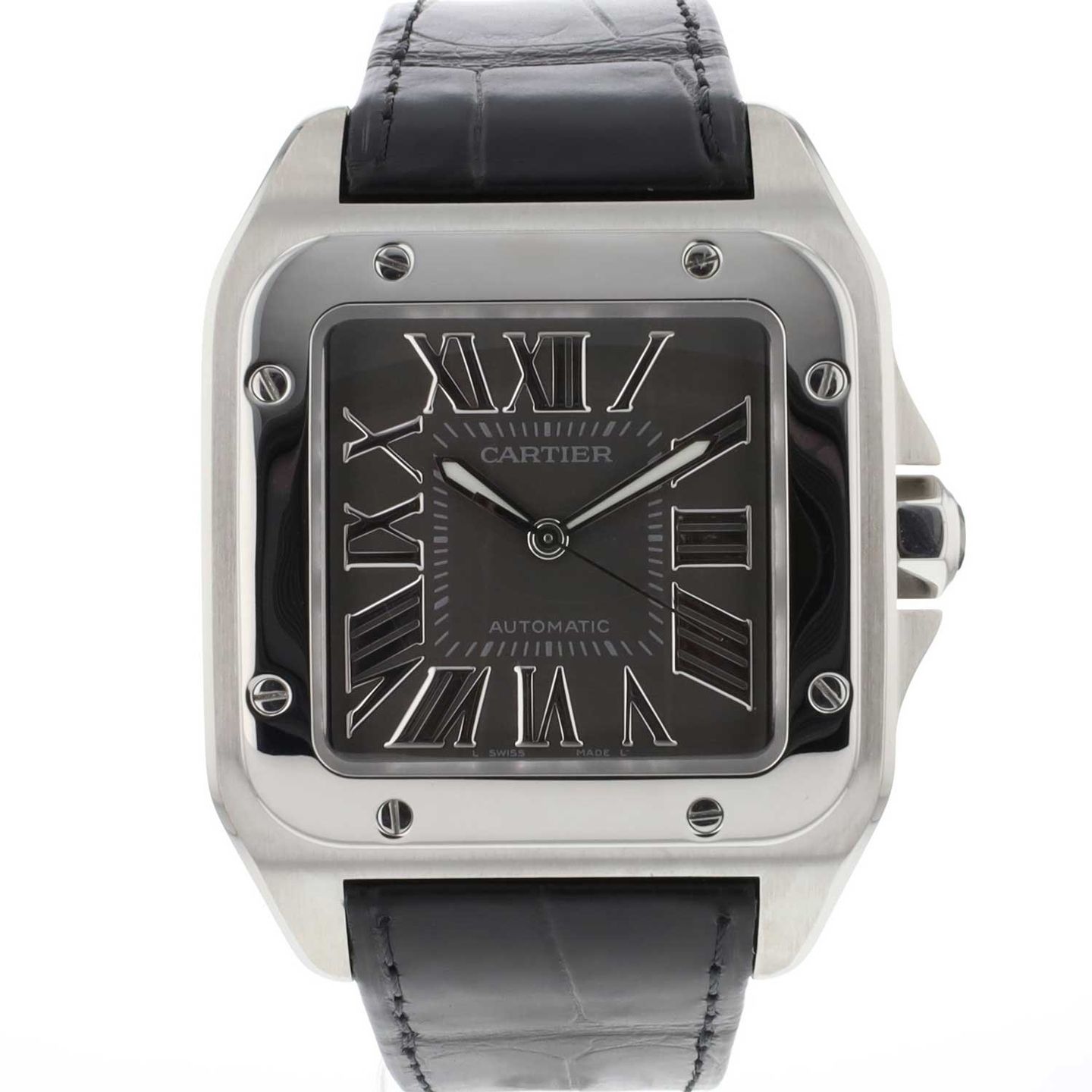 Cartier Santos 100 2656 (Onbekend (willekeurig serienummer)) - Grijs wijzerplaat 38mm Staal (1/3)