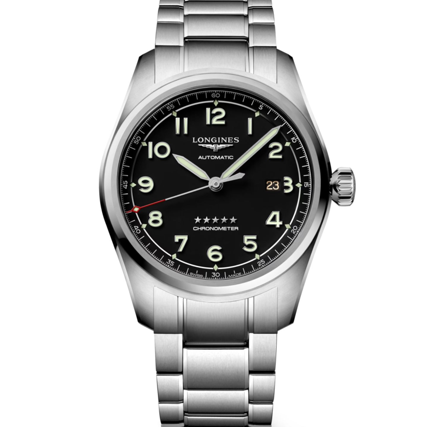 Longines Spirit L3.811.4.53.6 (2023) - Zwart wijzerplaat 42mm Staal (1/8)