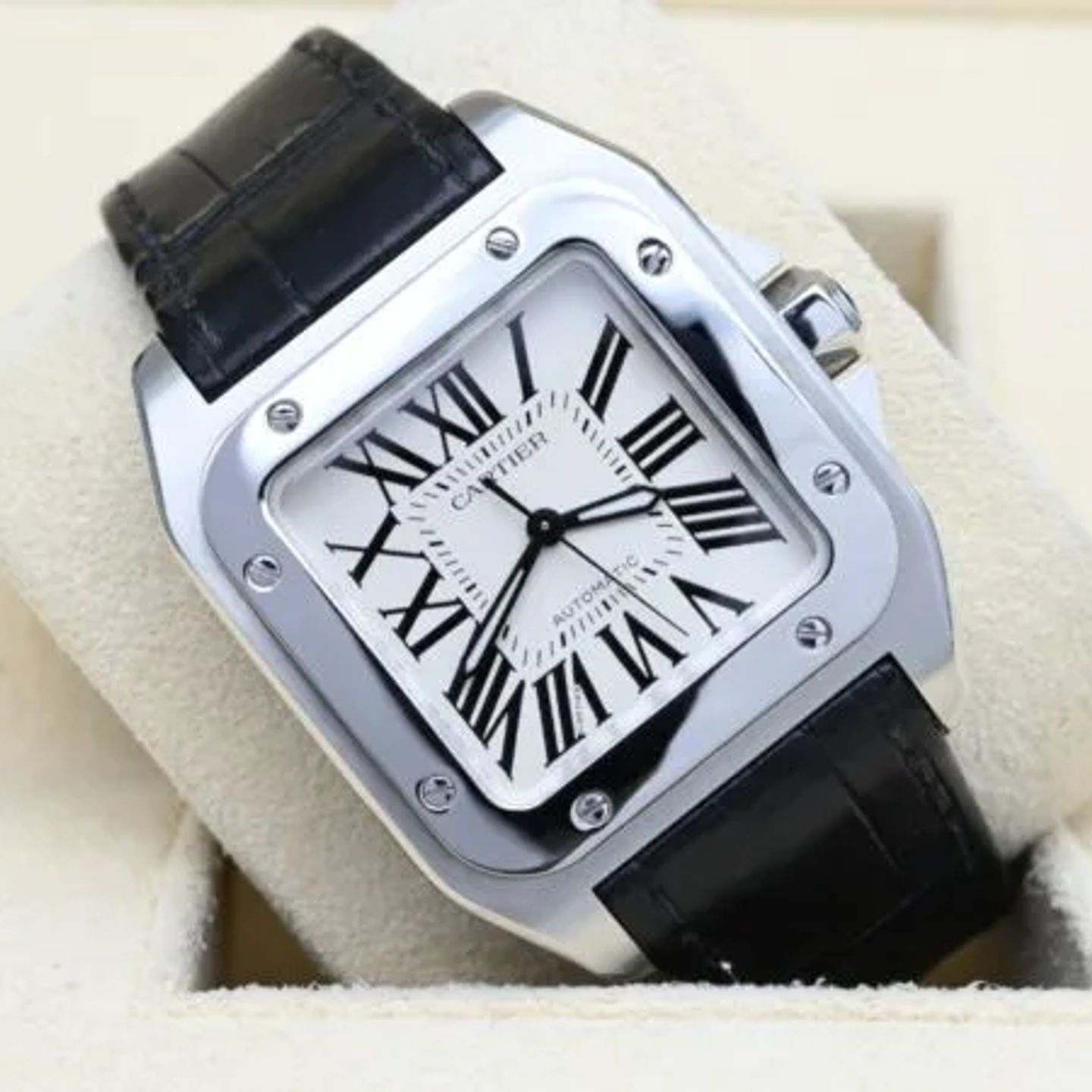 Cartier Santos 100 W20106X8 (2014) - Wit wijzerplaat 33mm Staal (1/8)