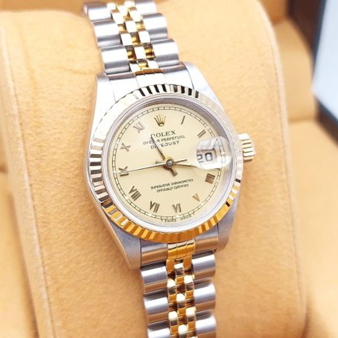Rolex Lady-Datejust 69173 (1995) - Champagne dial 26 mm Gold/Steel case (3/8)