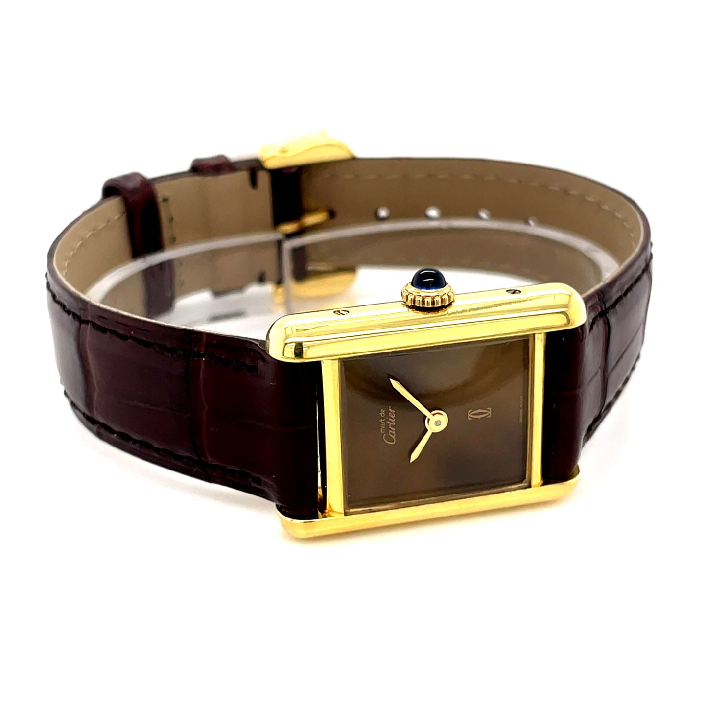 Cartier Tank Vermeil Cartier Tank Vermeil SM (Unknown (random serial)) - Red dial 28 mm Silver case (2/8)