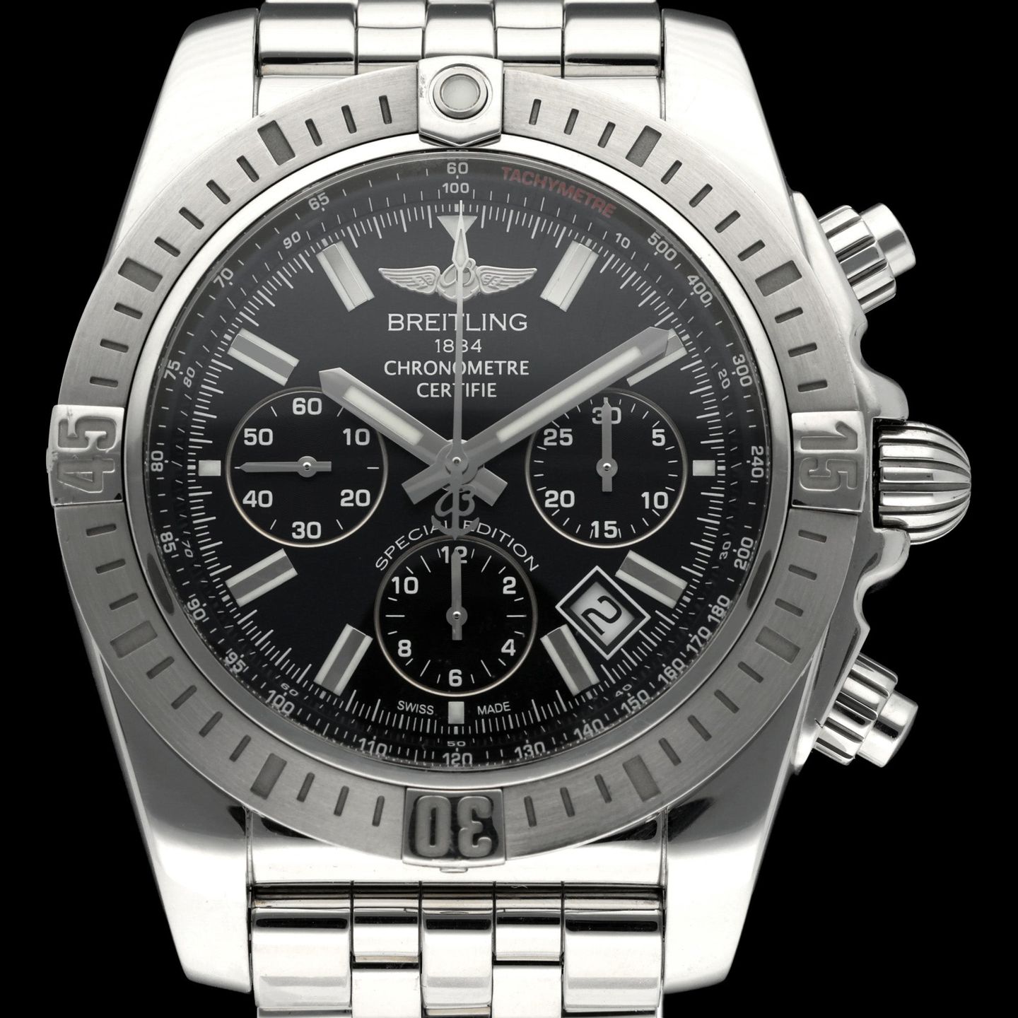 Breitling Chronomat 44 AB0115 (2017) - Zwart wijzerplaat 44mm Staal (1/8)