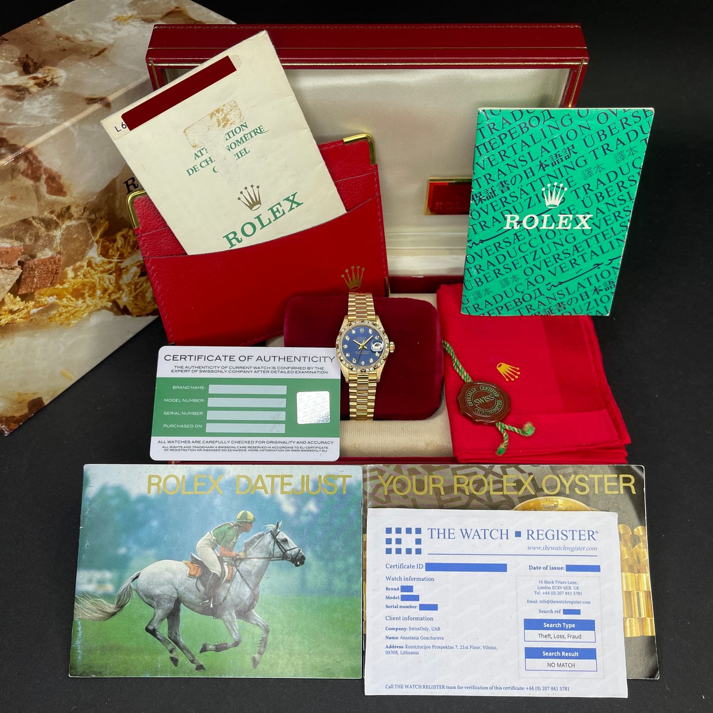 Rolex Lady-Datejust 69258 (1989) - Blue dial 26 mm Yellow Gold case (3/8)