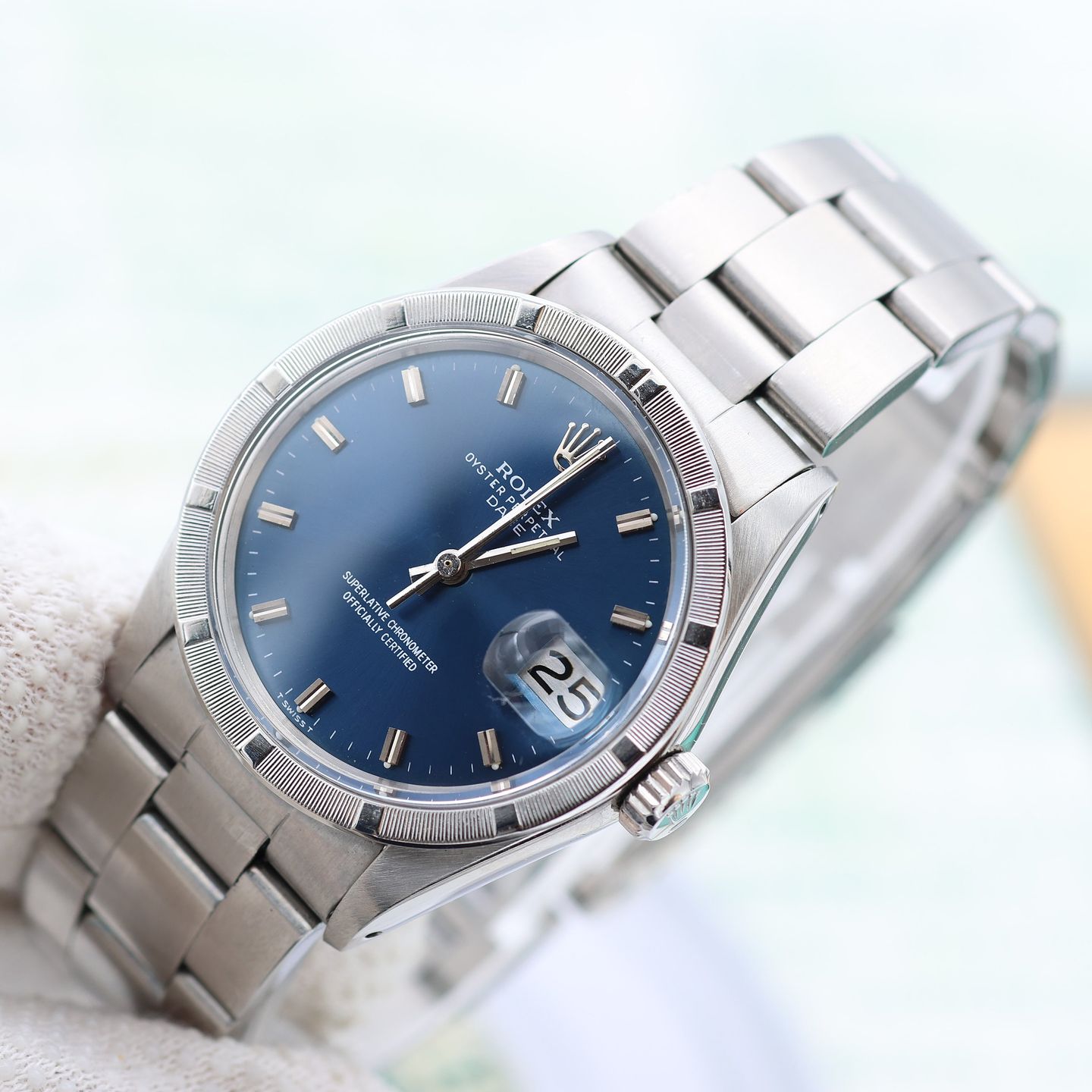 Rolex Oyster Perpetual Date 1501 (Unknown (random serial)) - Blue dial 34 mm Steel case (2/8)