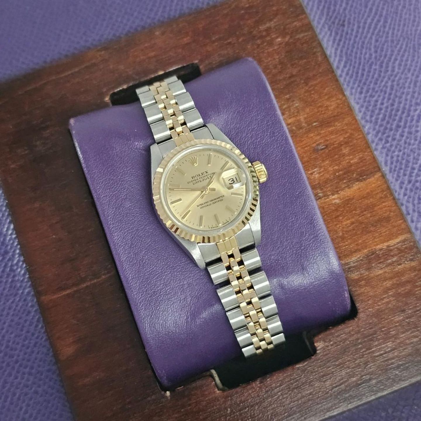 Rolex Lady-Datejust 69173 (1990) - Champagne dial 26 mm Gold/Steel case (1/4)