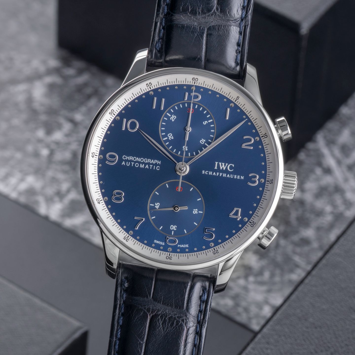 IWC Portuguese Chronograph IW371432 (Unknown (random serial)) - Blue dial 41 mm Steel case (3/8)