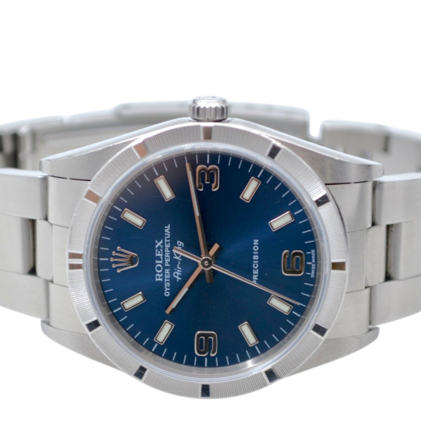 Rolex Air-King 14010 (2002) - Blauw wijzerplaat 34mm Staal (4/8)