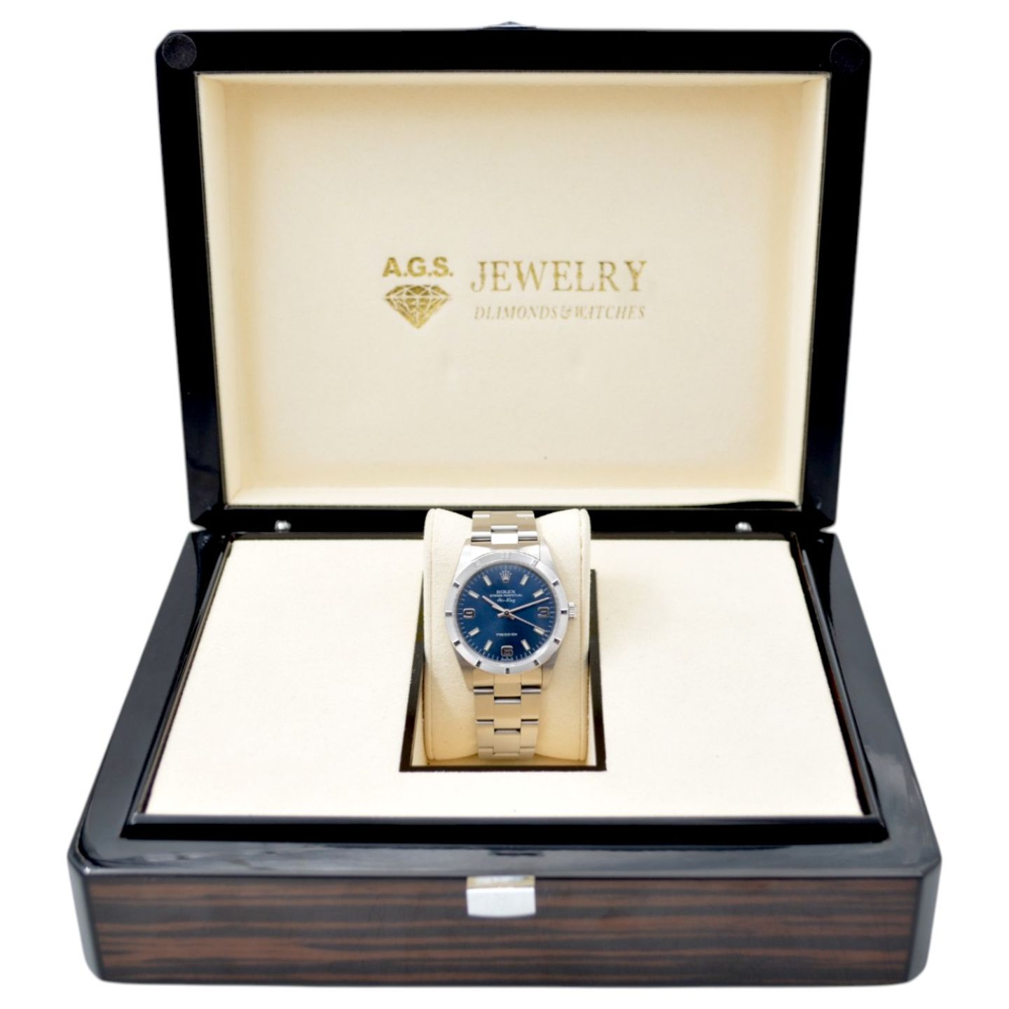 Rolex Air-King 14010 (2002) - Blauw wijzerplaat 34mm Staal (2/8)