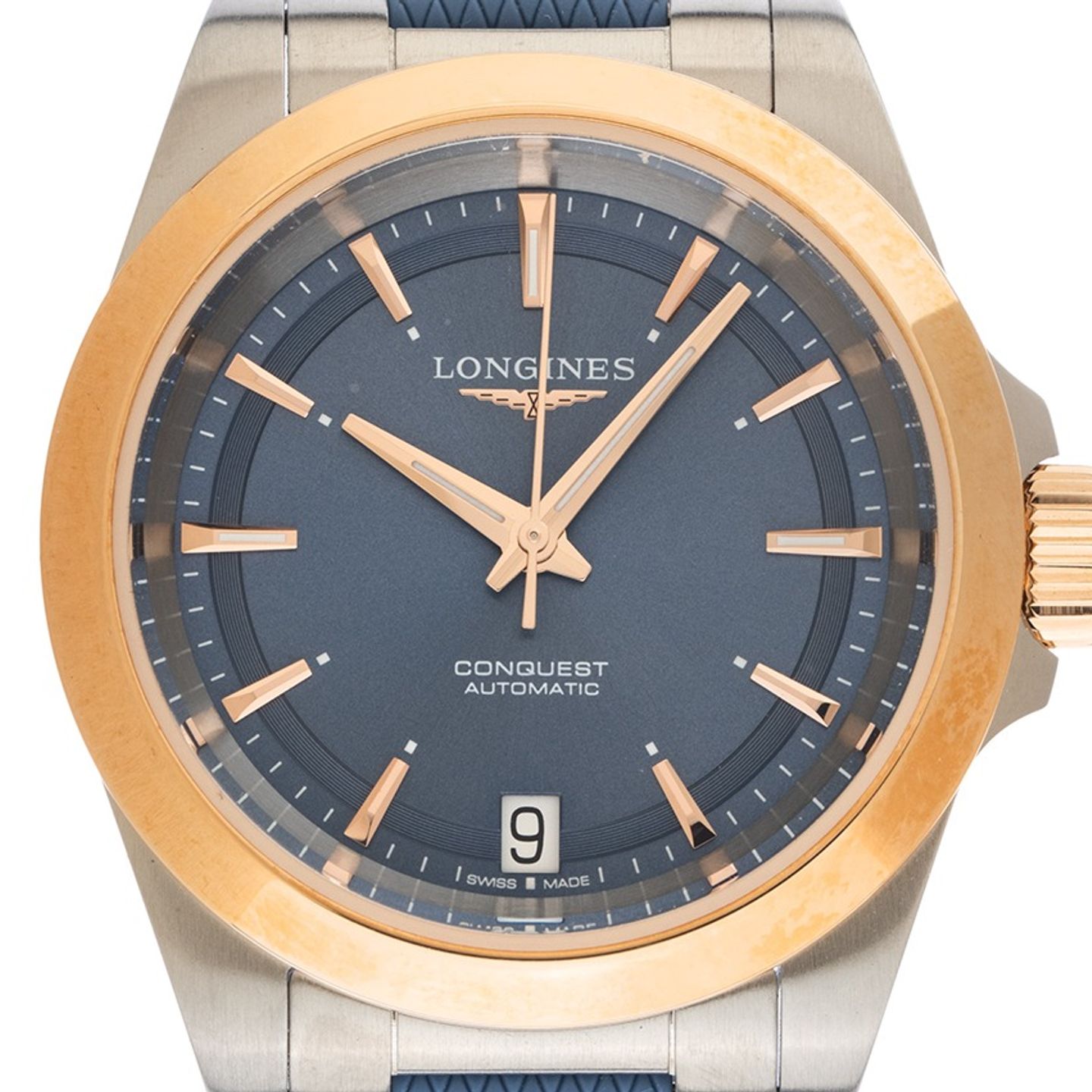 Longines Conquest L3.430.5.92.9 (2025) - Blue dial 34 mm Gold/Steel case (1/6)