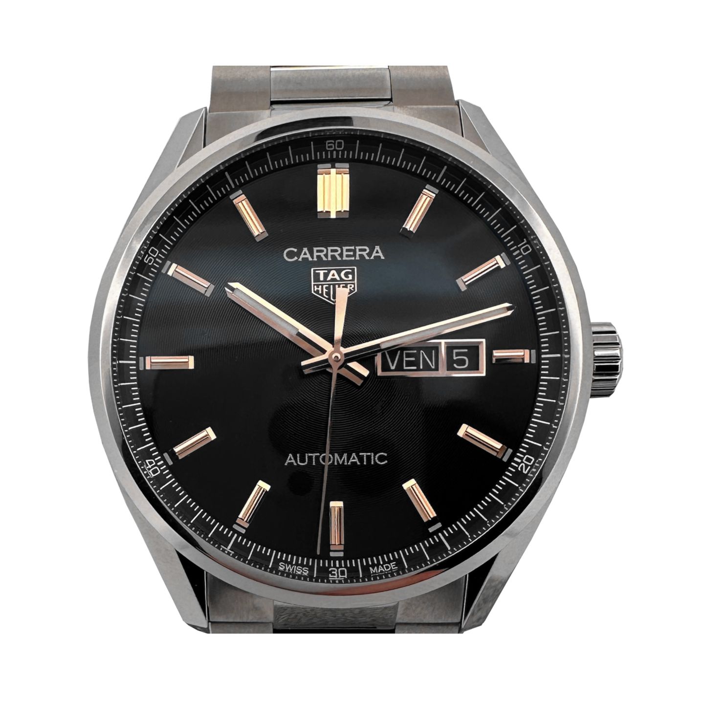 TAG Heuer Carrera Calibre 5 WBN2013.BA0640 (2024) - Zwart wijzerplaat 41mm Staal (1/8)