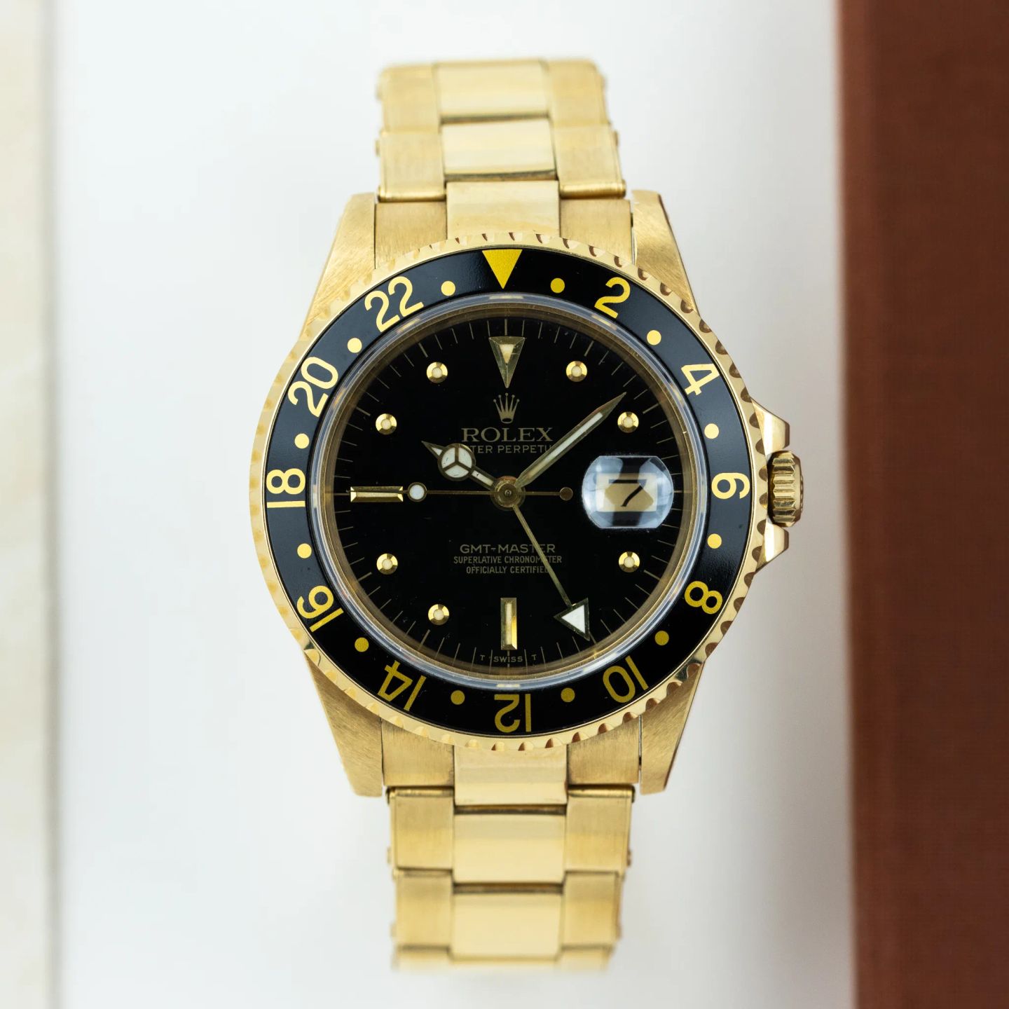 Rolex GMT-Master 16758 (1983) - Zwart wijzerplaat 40mm Geelgoud (8/8)