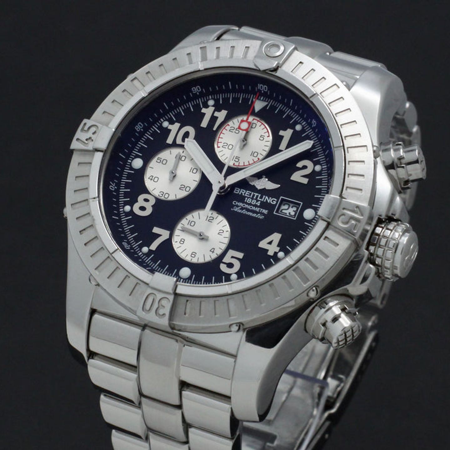 Breitling Super Avenger A13370 (2012) - Zwart wijzerplaat 48mm Staal (7/7)