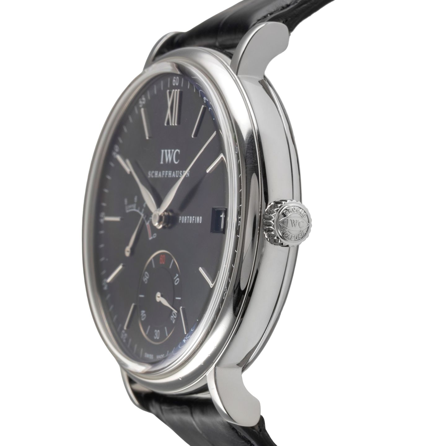 IWC Portofino Hand-Wound IW510102 (Unknown (random serial)) - Black dial 45 mm Steel case (6/8)