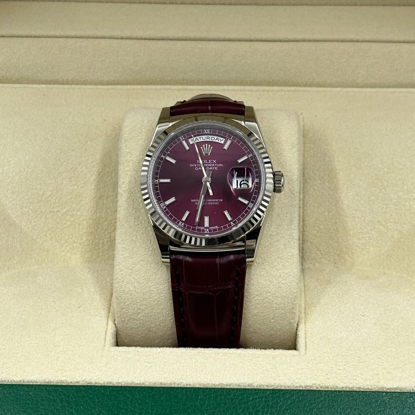 Rolex Day-Date 36 118139 (2023) - Rood wijzerplaat 36mm Witgoud (5/8)