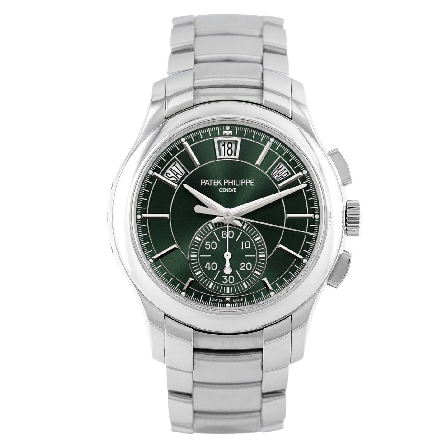 Patek Philippe Annual Calendar Chronograph 5905/1A-001 (2022) - Green dial 42 mm Steel case (1/2)