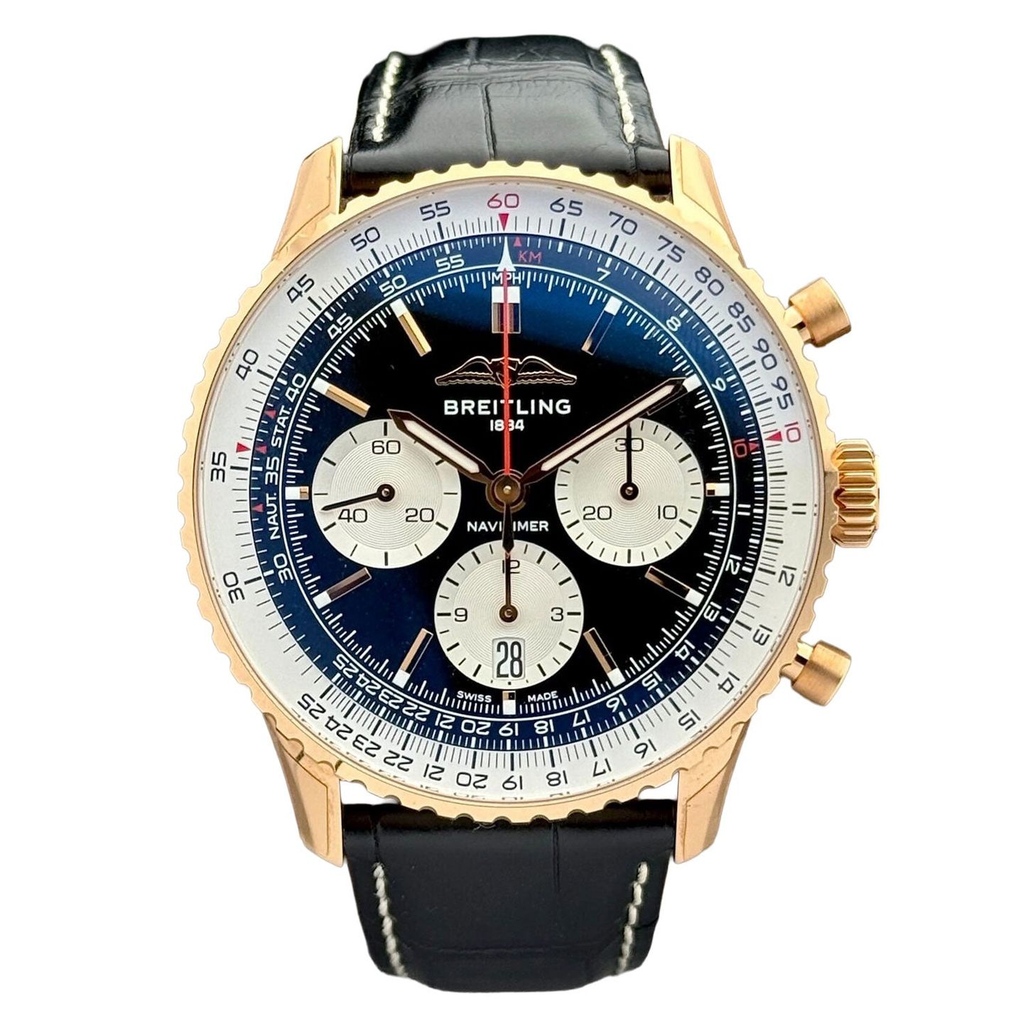 Breitling Navitimer 1 B01 Chronograph RB0138211B1P1 (Unknown (random serial)) - Black dial 43 mm Red Gold case (1/4)