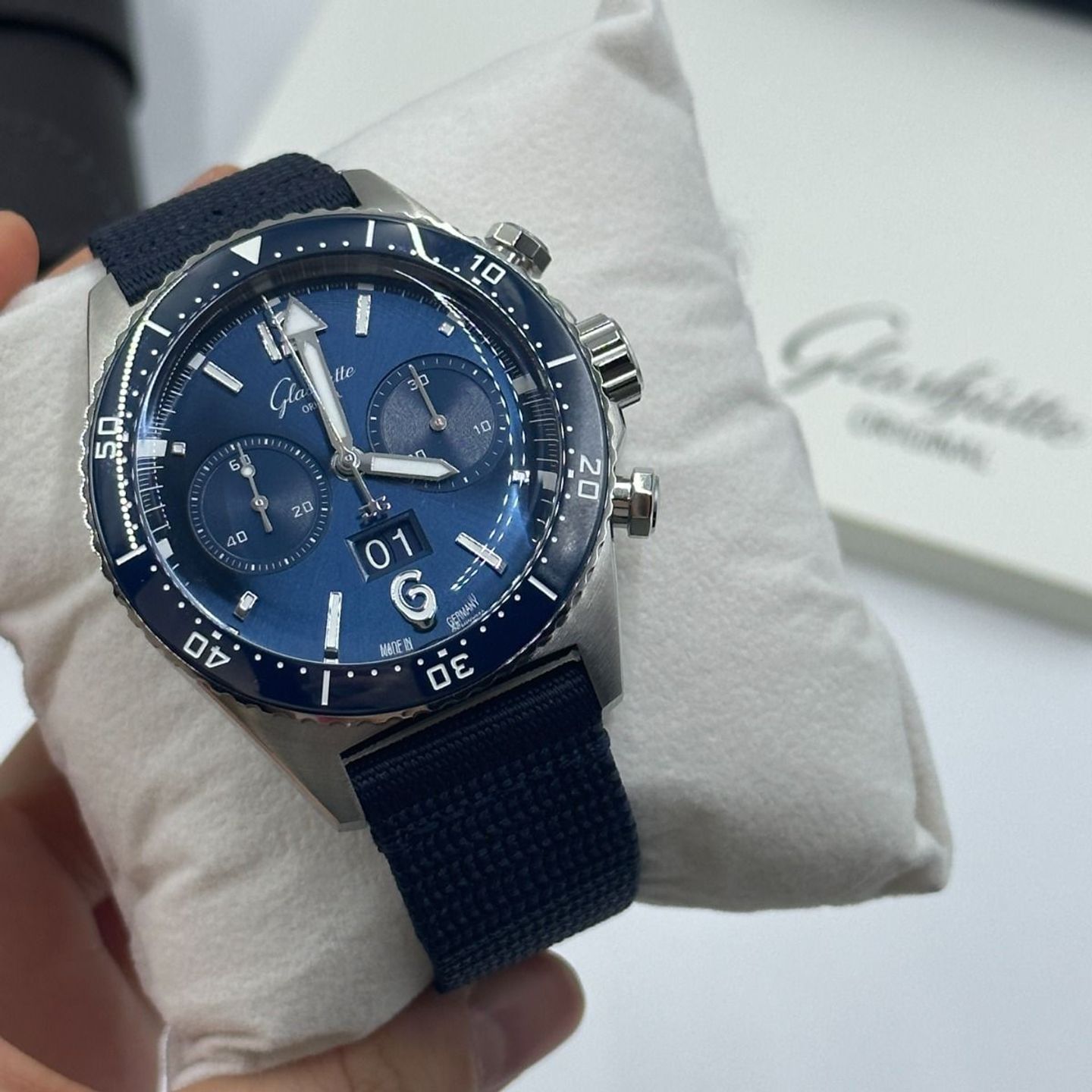 Glashütte Original SeaQ Chronograph 1-37-23-02-81-36 (2024) - Blue dial 43 mm Steel case (7/8)