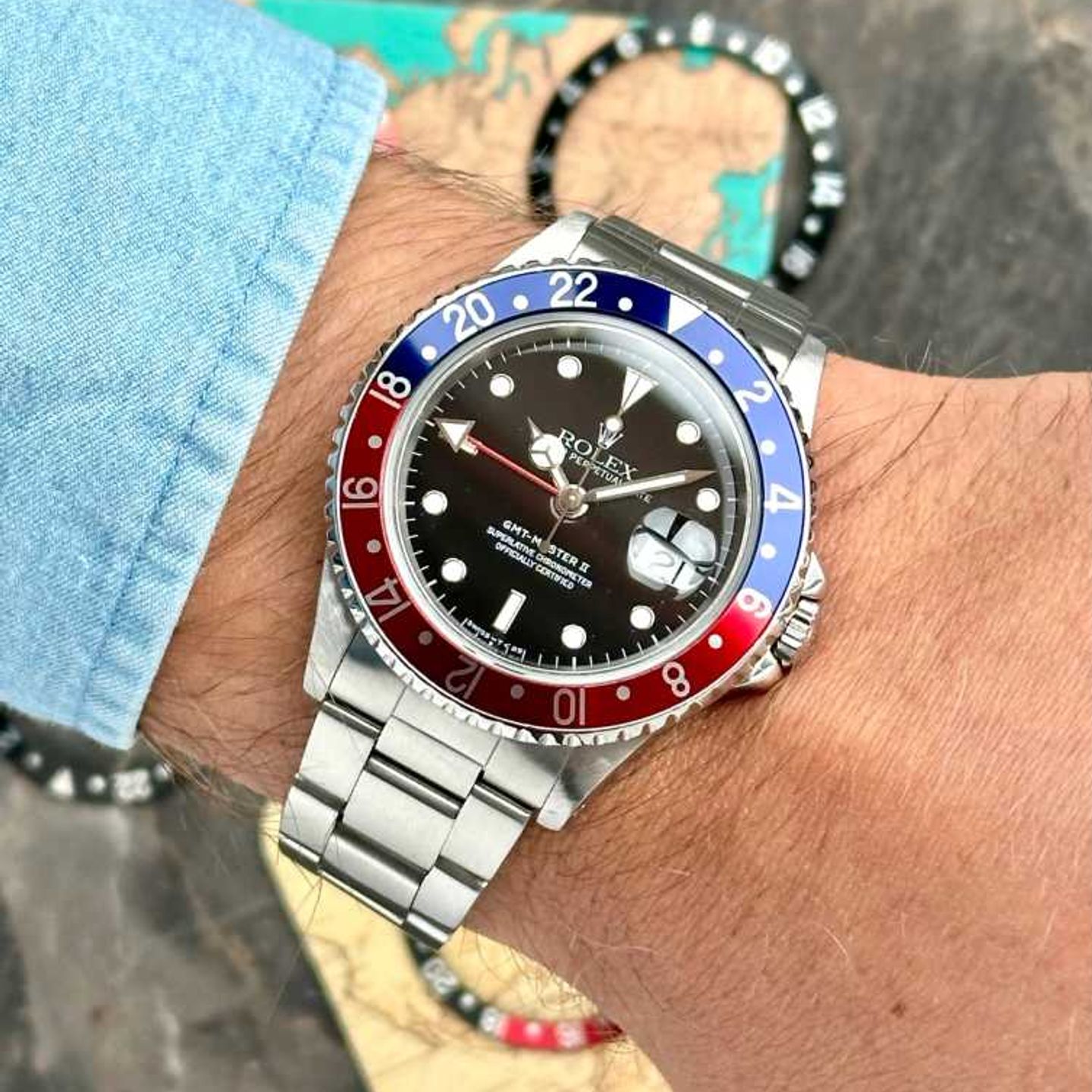 Rolex GMT-Master II 16710 (1995) - Zwart wijzerplaat 40mm Staal (2/8)