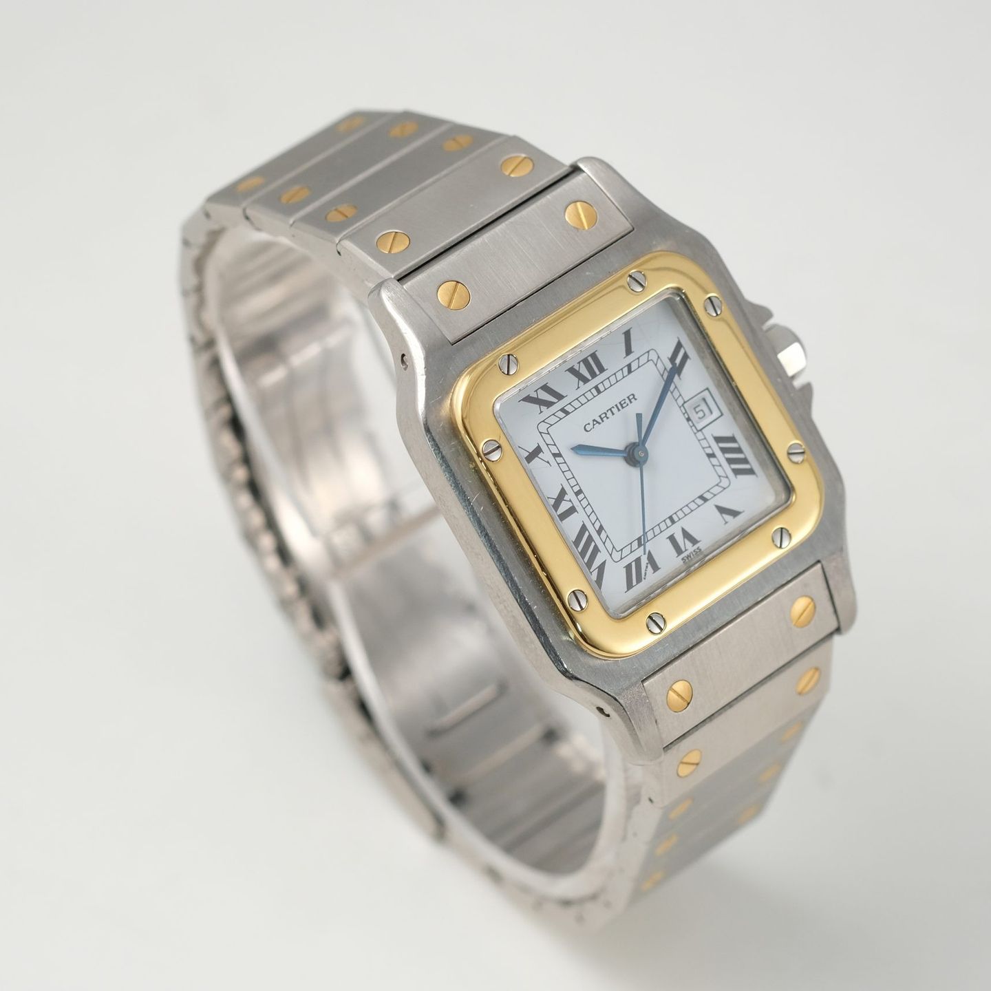 Cartier Santos 2961 (1990) - White dial 41 mm Gold/Steel case (2/8)