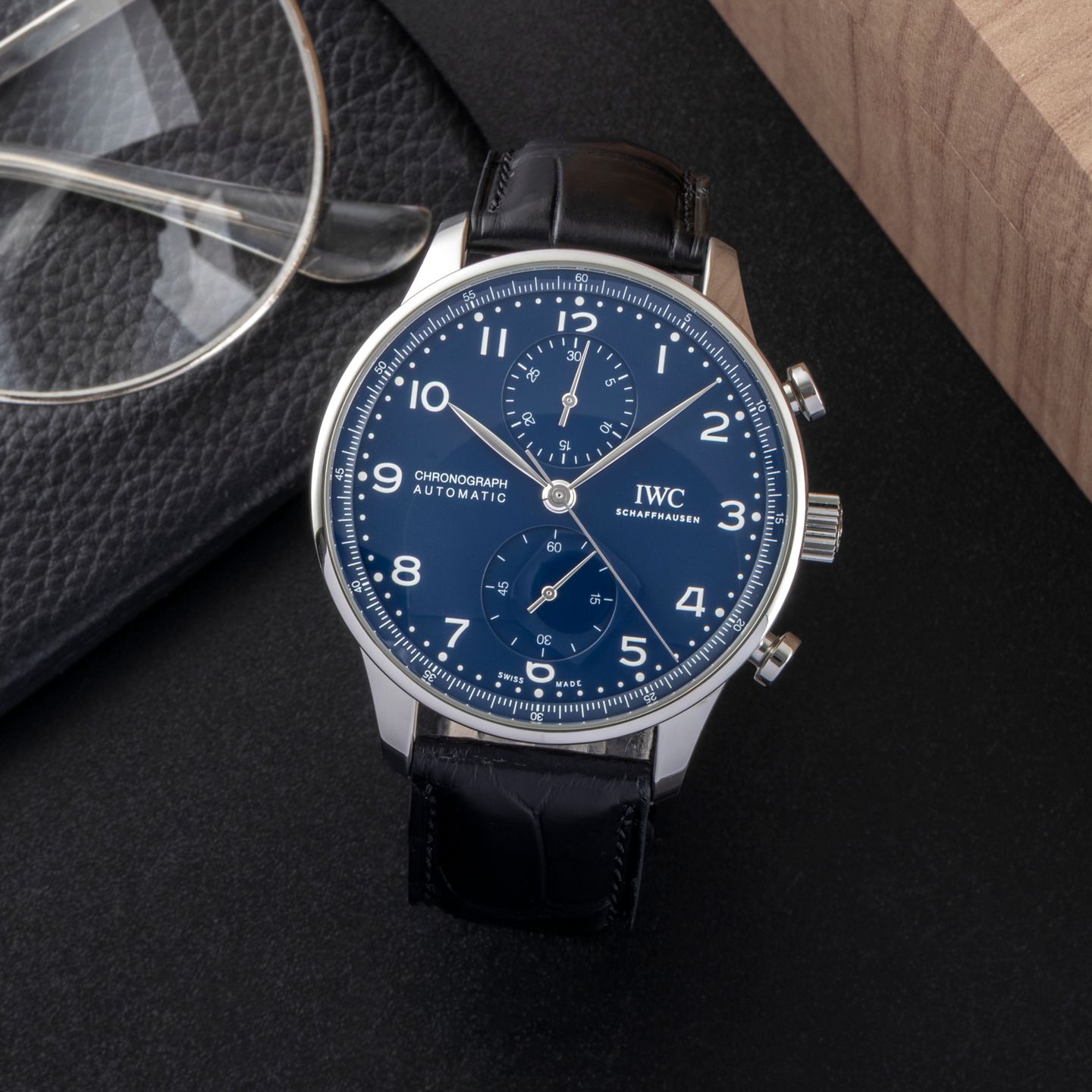 IWC Portuguese Chronograph IW371601 (Onbekend (willekeurig serienummer)) - Blauw wijzerplaat 41mm Staal (1/8)