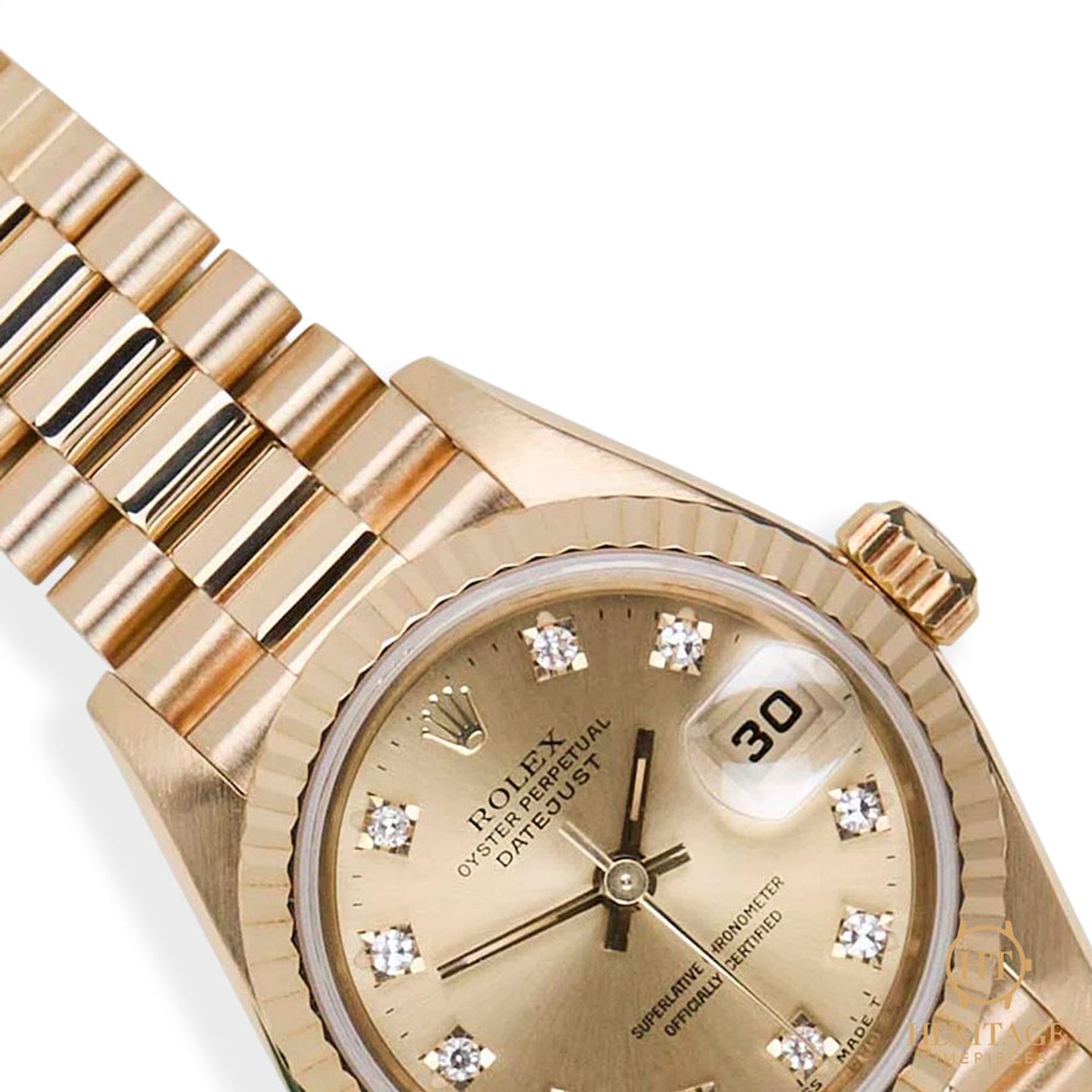 Rolex Lady-Datejust 69178 (Unknown (random serial)) - Champagne dial 26 mm Yellow Gold case (8/8)