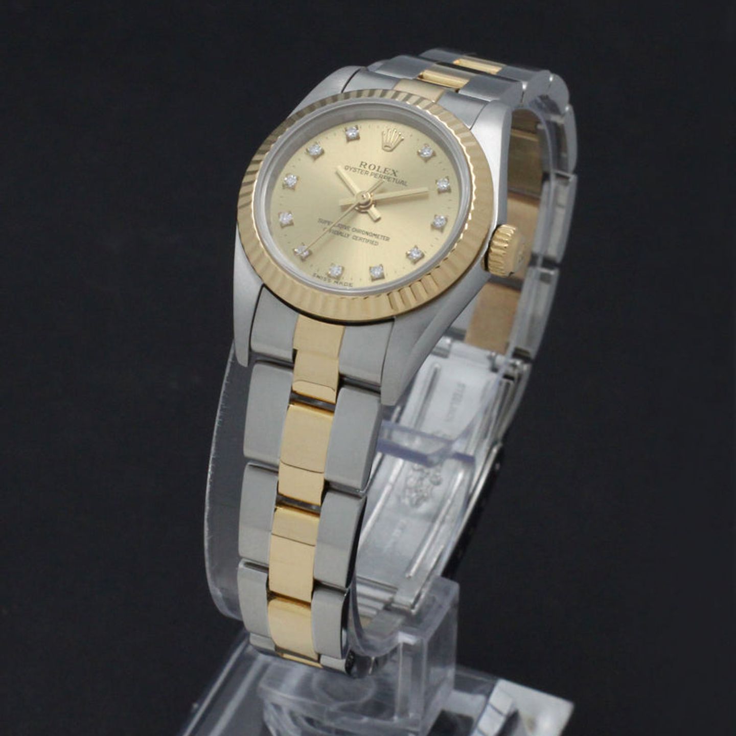 Rolex Oyster Perpetual 76193 (1999) - Gold dial 26 mm Gold/Steel case (5/7)