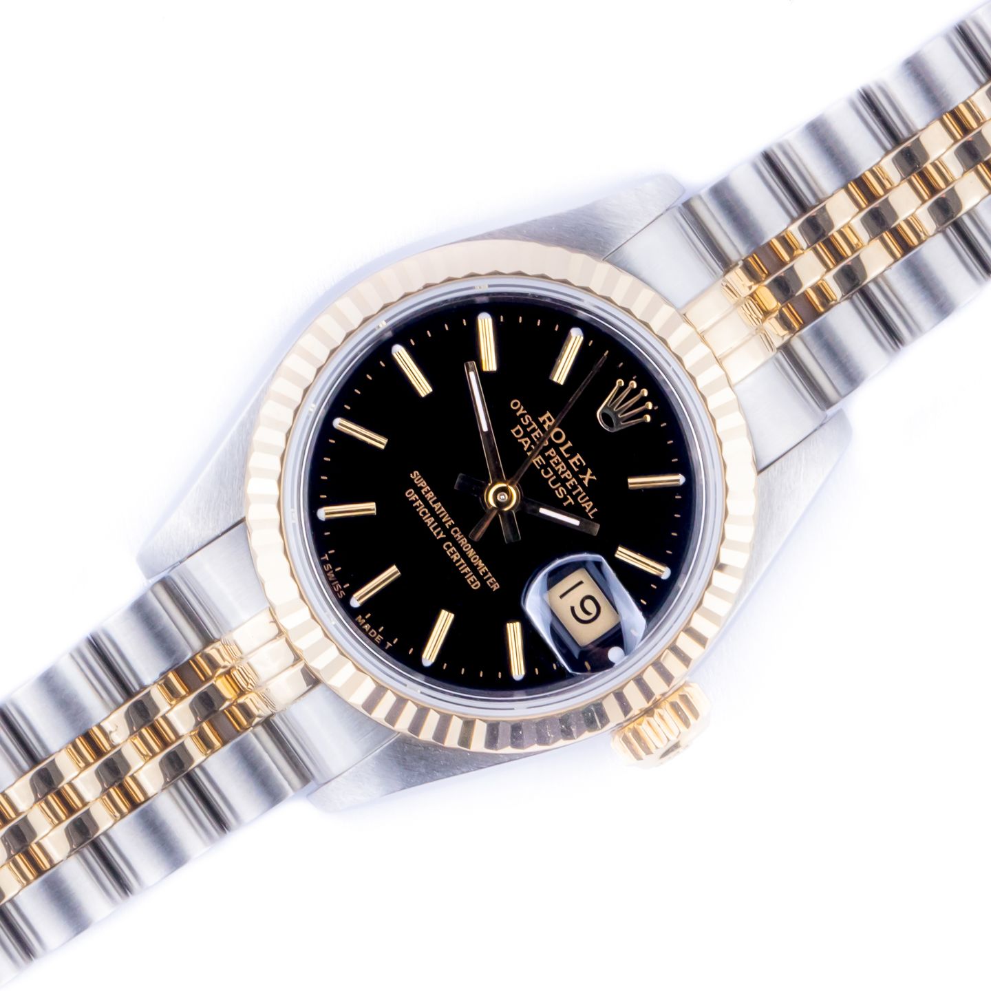 Rolex Lady-Datejust 69173 (1996) - Black dial 26 mm Gold/Steel case (1/8)