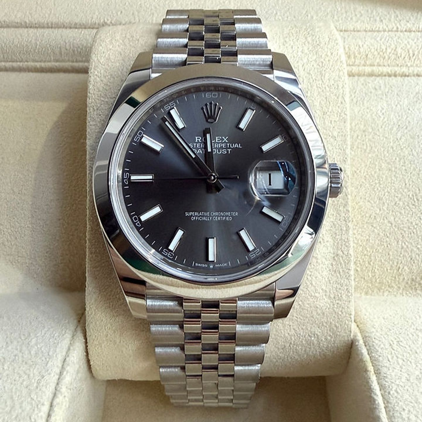 Rolex Datejust 41 126300 (2024) - Grijs wijzerplaat 48mm Staal (1/7)