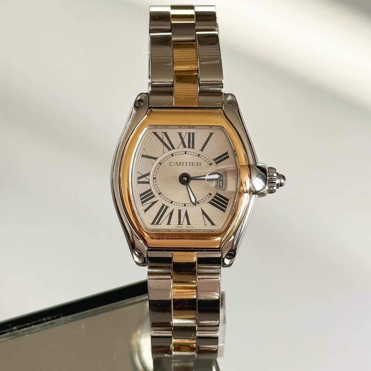 Cartier Roadster 2675 (2008) - Wit wijzerplaat 31mm Goud/Staal (1/6)