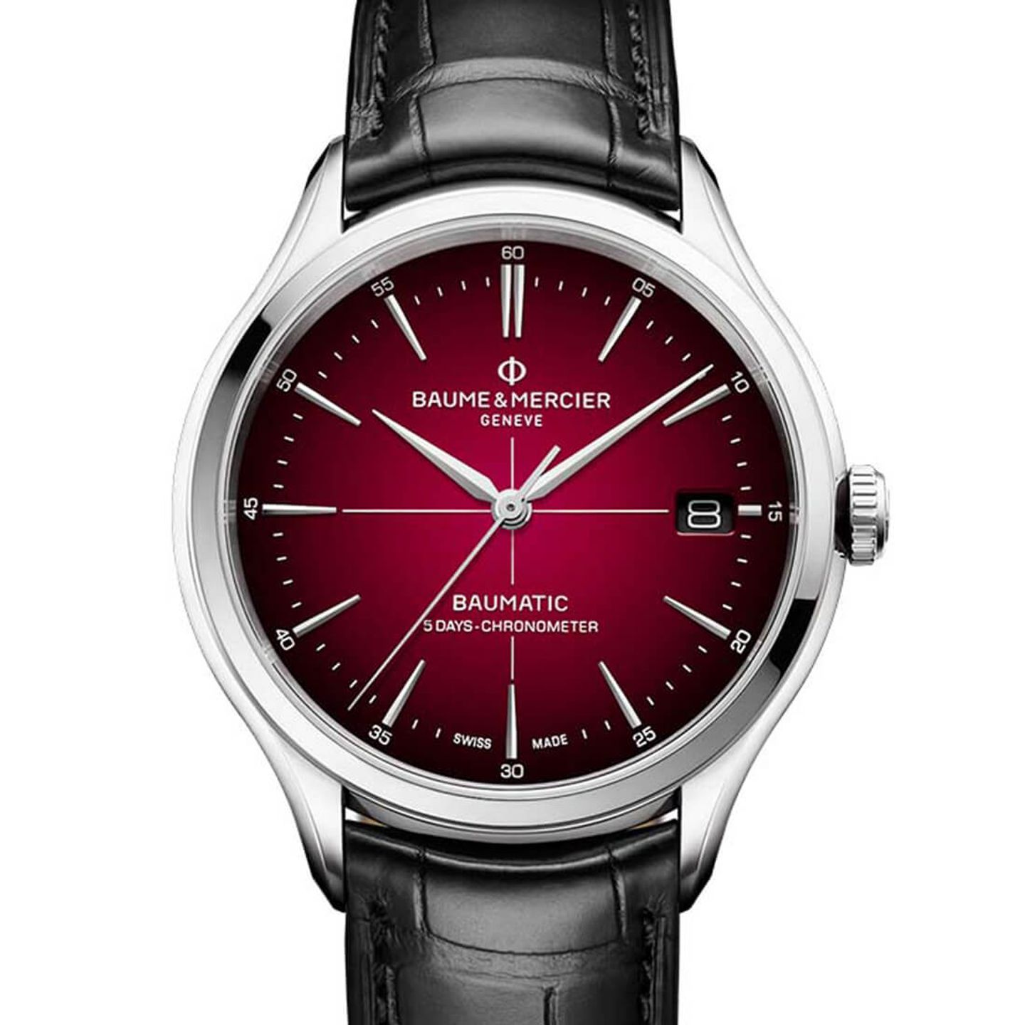 Baume & Mercier Clifton M0A10699 (2023) - Rood wijzerplaat 40mm Staal (1/3)