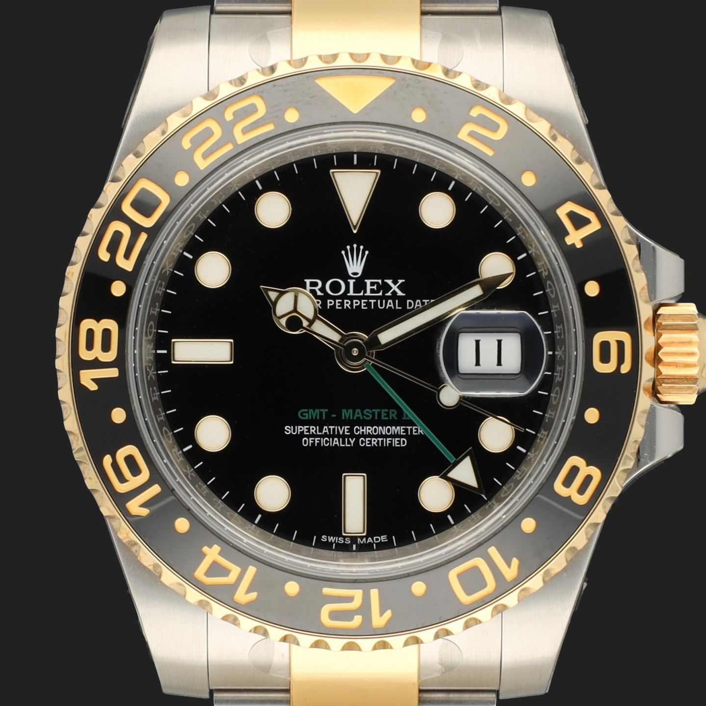Rolex GMT-Master II 116713LN (2014) - Black dial 40 mm Gold/Steel case (2/8)