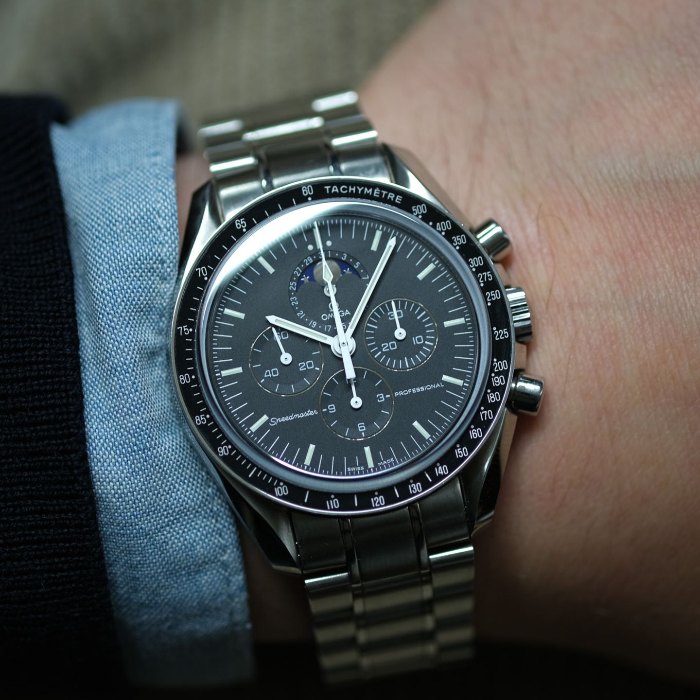 Omega Speedmaster Professional Moonwatch Moonphase 3576.50.00 (2006) - Zwart wijzerplaat 42mm Staal (1/8)