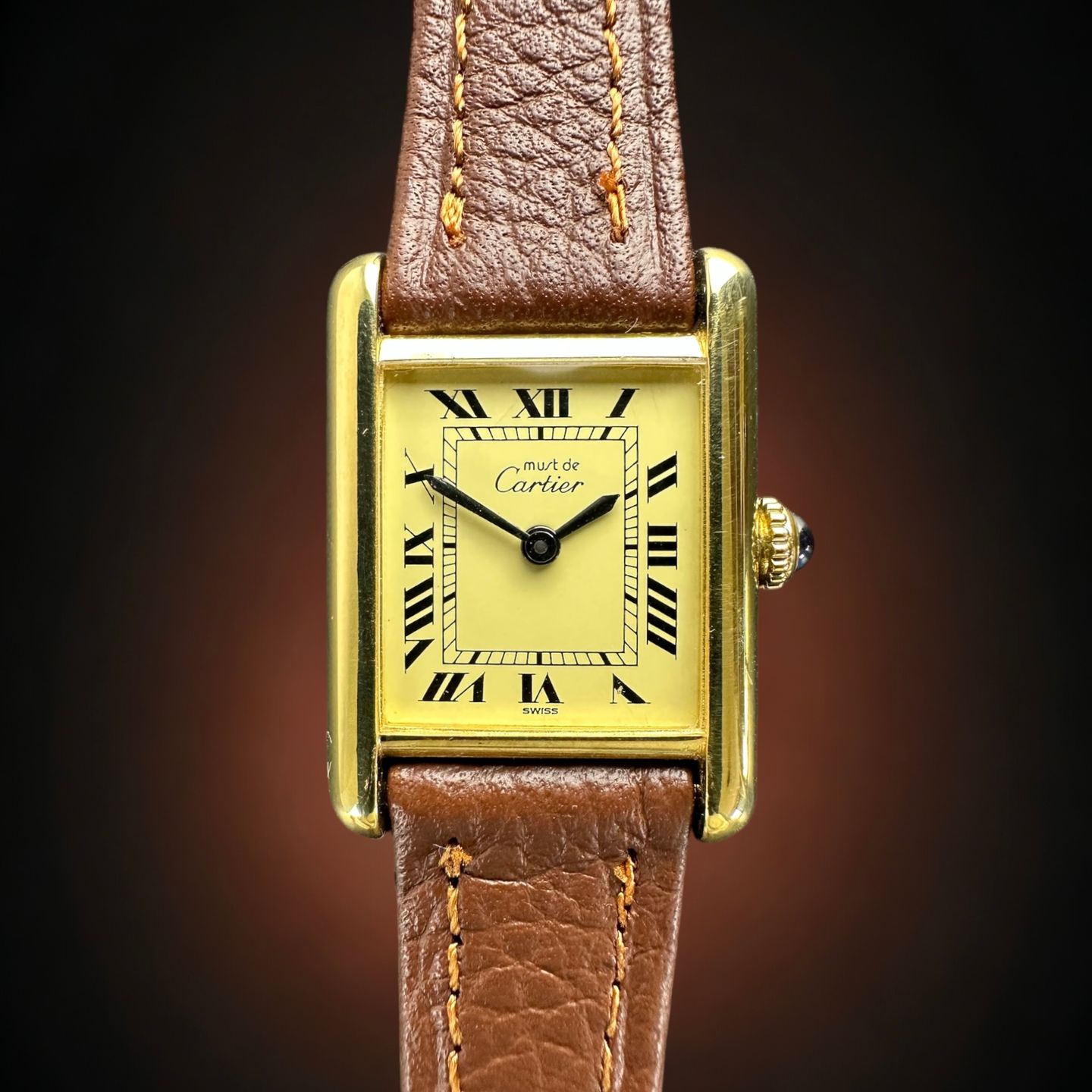 Cartier Tank Vermeil 1990 (1990) - Champagne wijzerplaat 20mm Goud/Staal (1/8)