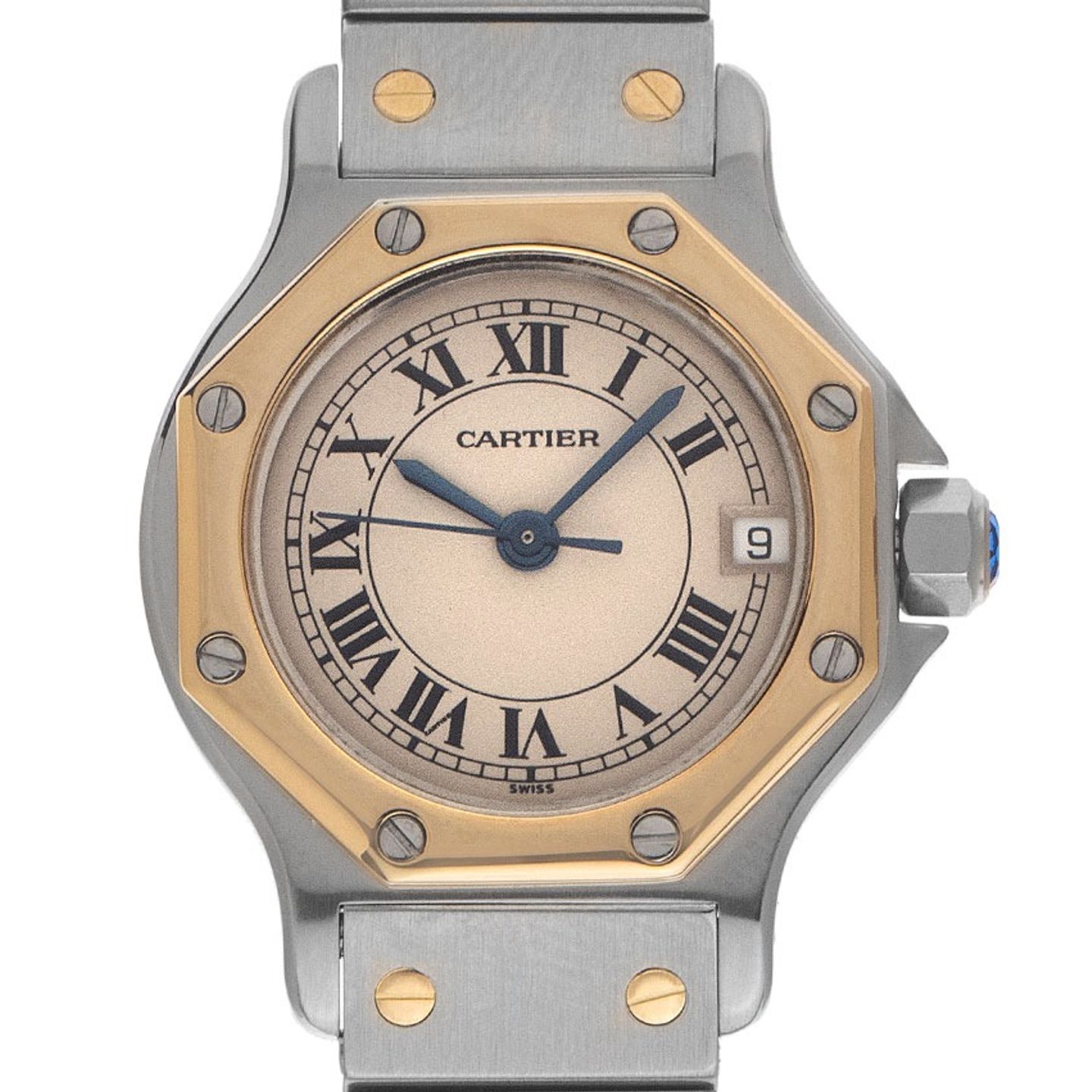Cartier Santos 187903 (1993) - Beige dial 25 mm Gold/Steel case (1/8)